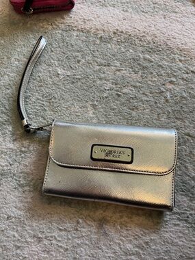 Victoria's Secret Silver Metallic Wristlet Wallet